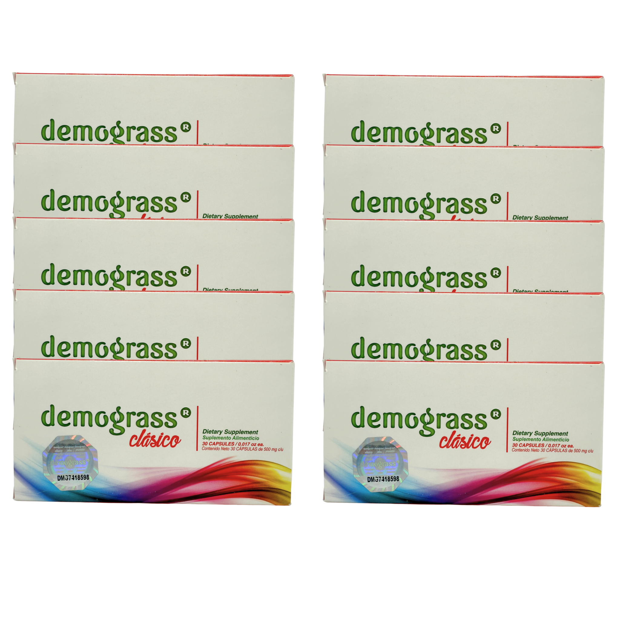 Demograss Clásico | Con 30 Cápsulas De 500 mg | 10 Piezas
